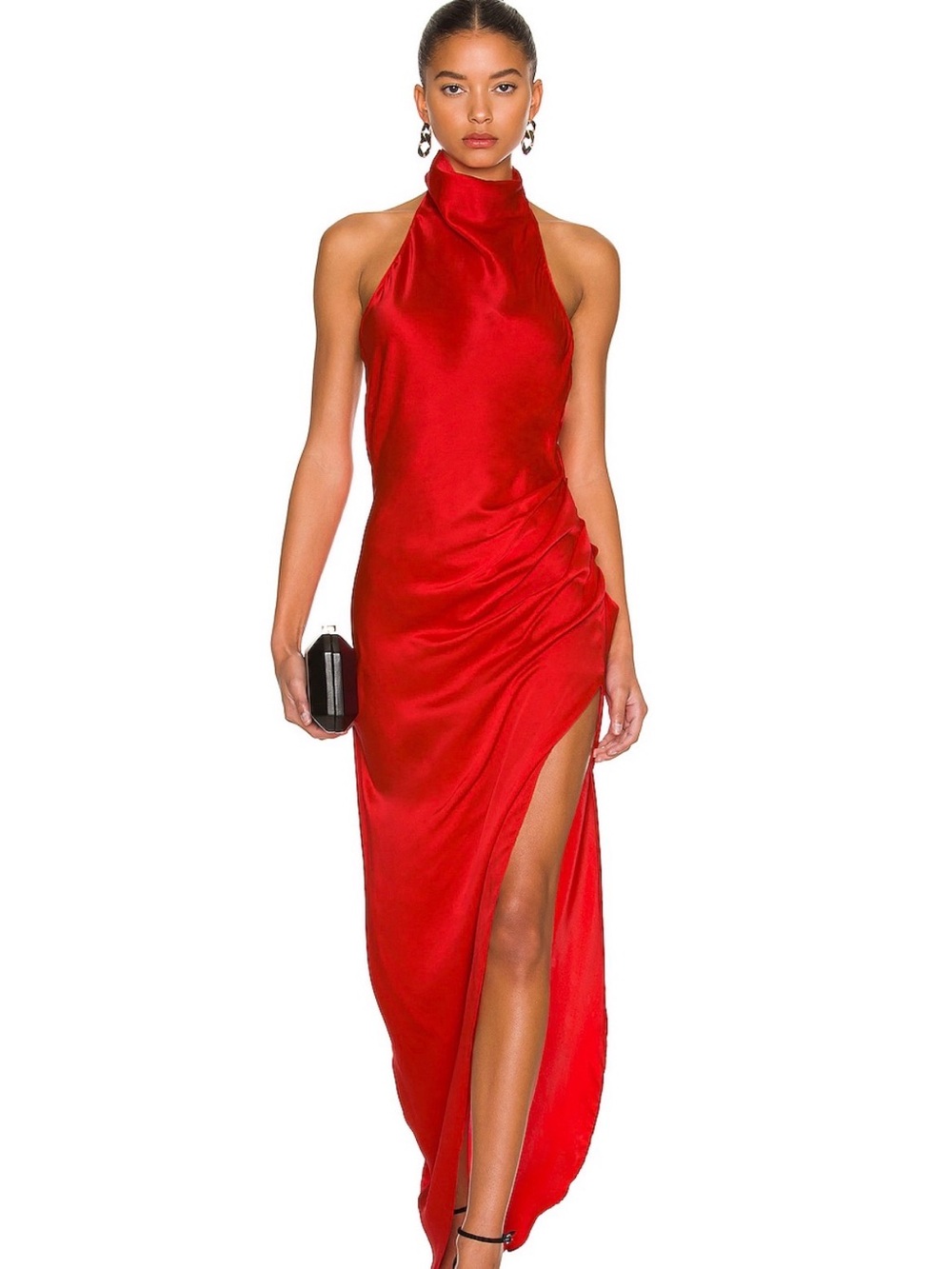 Amanda Uprichard Scarlet Halter Maxi Dress with High Slit